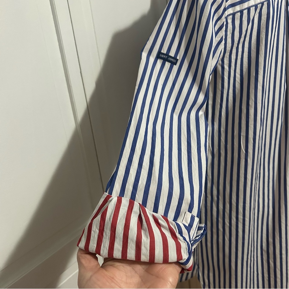 Saint James Benedict Blue and White Striped shirt Dress 10 - Picture 6 of 16